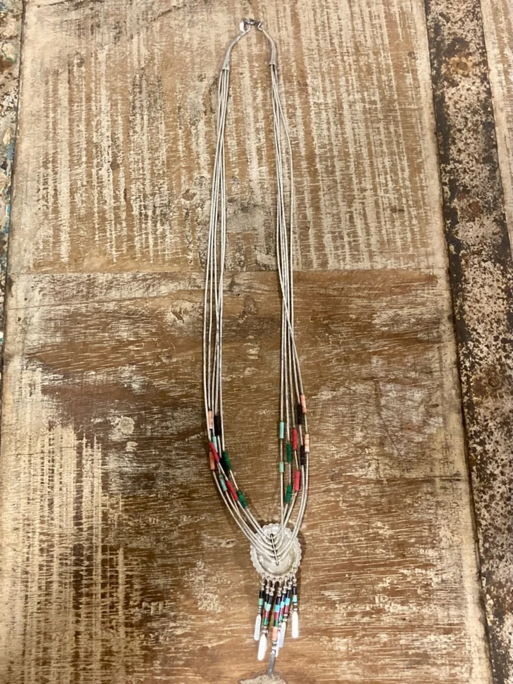 Southwestern Style Inlay Statement Necklace Y2K Style Sterling Silver QT Quoc - Picture 6 of 16